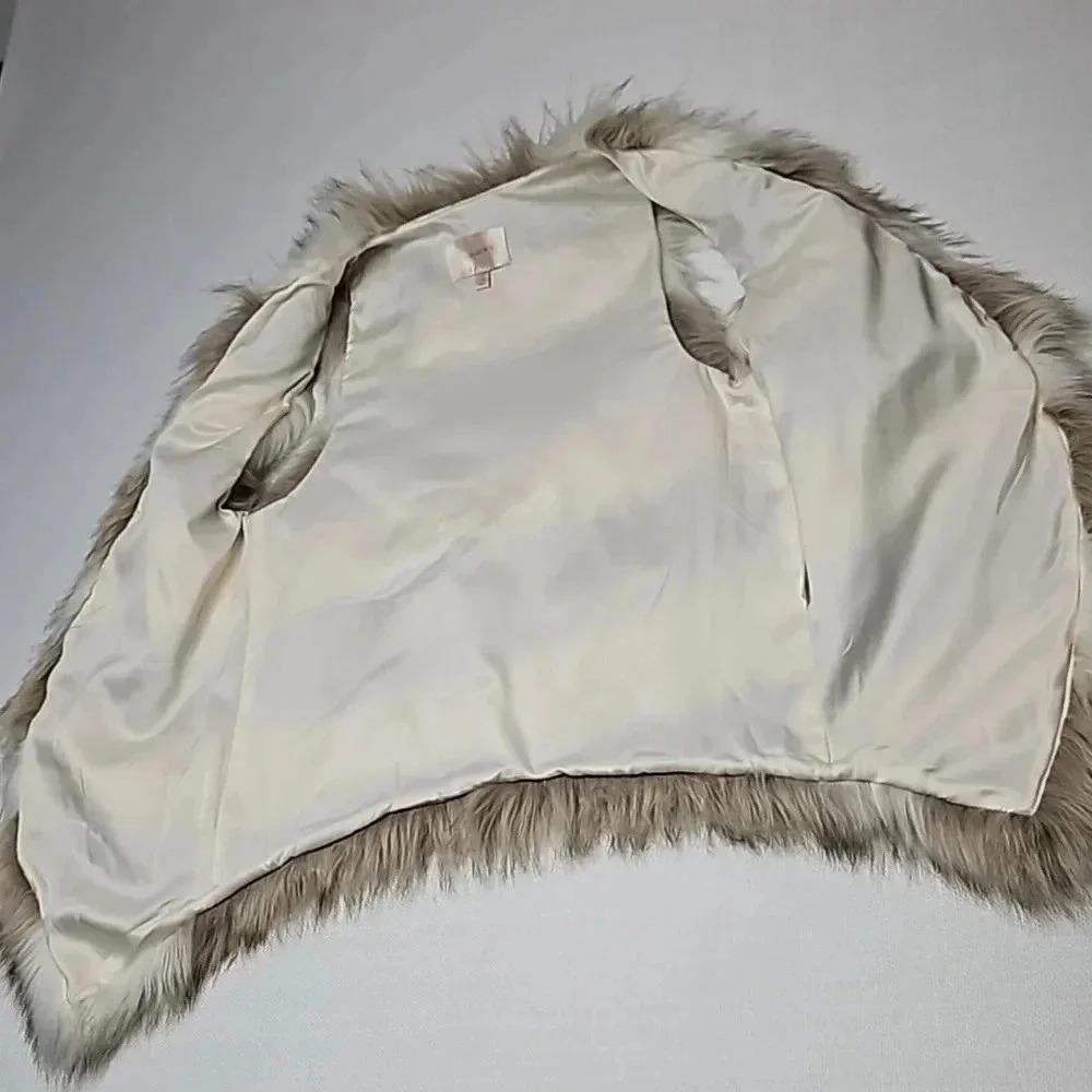 Skies Are Blue Faux Fur Vest Cream & Brown Women's XS - Picture 10 of 16
